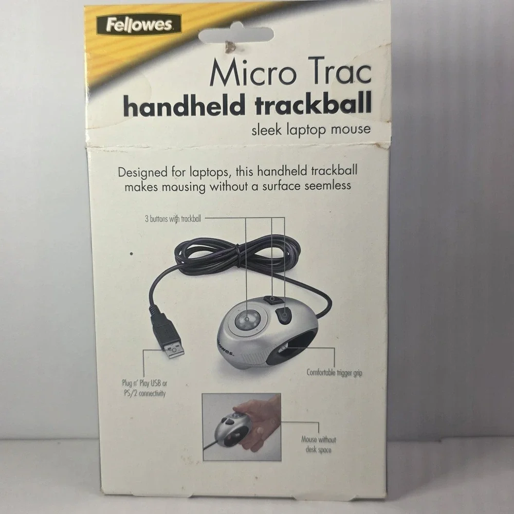 Fellowes Micro Trac Handheld Trackball Laptop Mouse 99928 New In Box